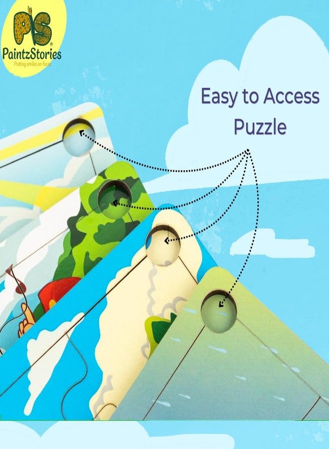 PAINTZSTORIES لعبة خشبية فنية من PAINTZSTORIES، تتضمن قصصًا وحكايات | ألغاز فنية وثقافية عالمية | مجموعة من 4 ألغاز تركيب الصور | مناسبة للأطفال من عمر 3 سنوات فما فوق | لغز تعليمي للأطفال | لغز حيوانات خشبي | الحجم: 6 × 6 بوصة - Image 5